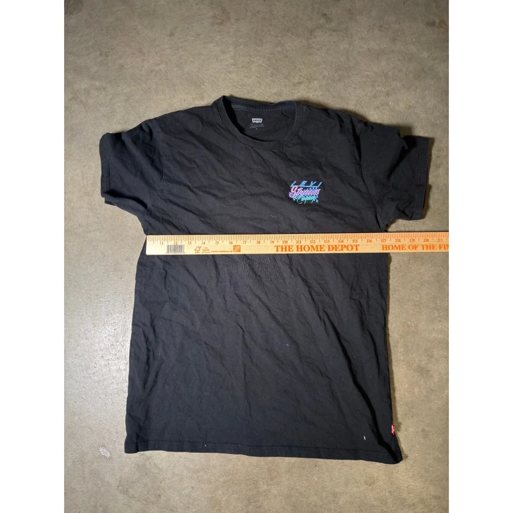 Levis Mens Graphic T-Shirt Black Neon Retro 80s Logo Short Sleeve Crewneck M